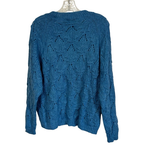 Elsamanda Crewneck Blue Mohair Wool Blend Knit Sweater Made in Italy Size Large - Picture 2 of 9